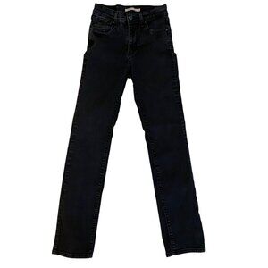 Levis 724 High Rise Straight Jeans Size 25 Black flattering stretch Denim Womens